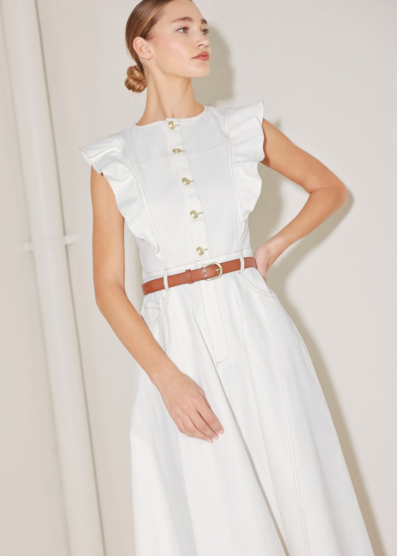 SOFT POWER STORY WOVEN MIDI DRESS