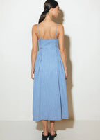 THE SIENNA BUTTON-FRONT DENIM MIDI DRESS