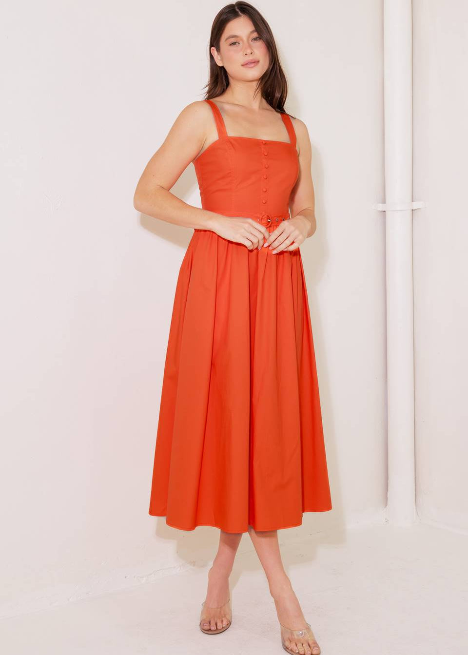 TOMATO GARDEN BELTED MIDI DRESS Main image