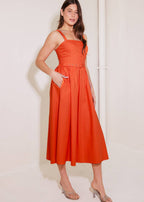 TOMATO GARDEN BELTED MIDI DRESS
