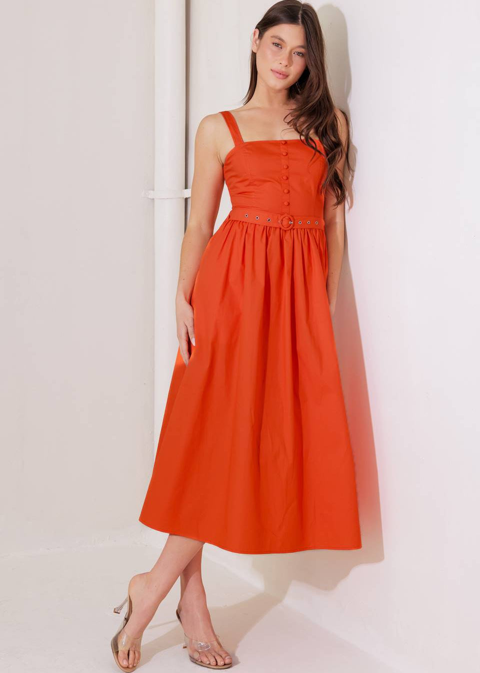 TOMATO GARDEN BELTED MIDI DRESS