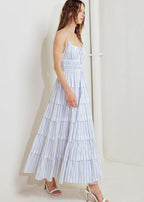 SEASIDE TIERED MIDI DRESS
