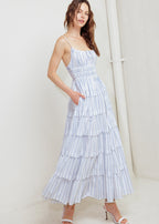 SEASIDE TIERED MIDI DRESS