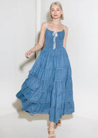 THE MARLOWE TIERED DENIM MIDI DRESS