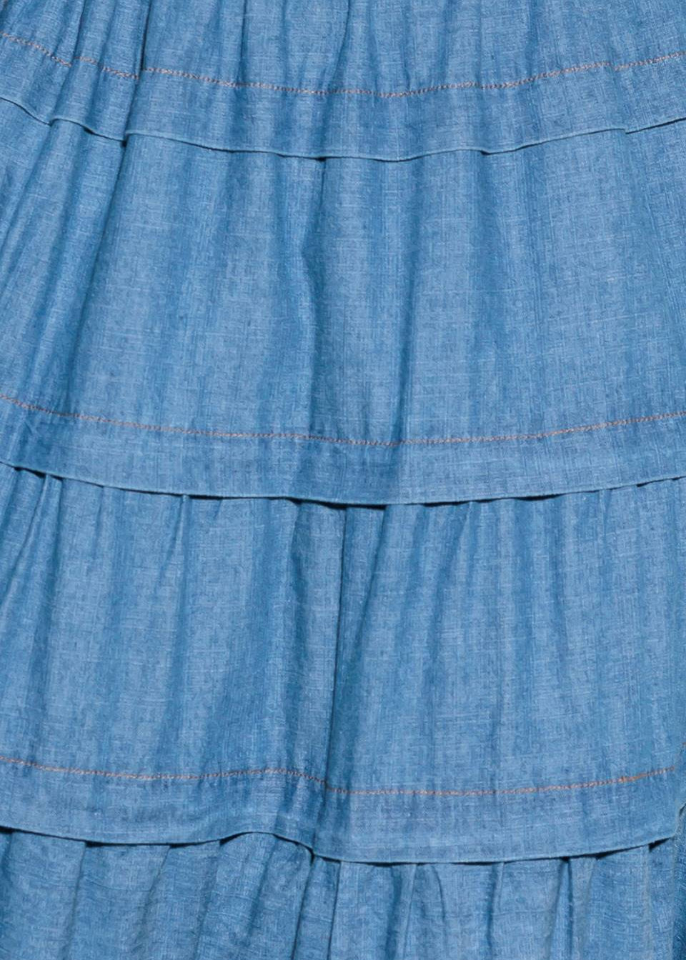 THE MARLOWE TIERED DENIM MIDI DRESS