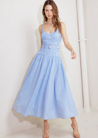 BLUE SKIES SEABREEZE STRIPED MIDI DRESS