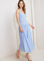 BLUE SKIES SEABREEZE STRIPED MIDI DRESS