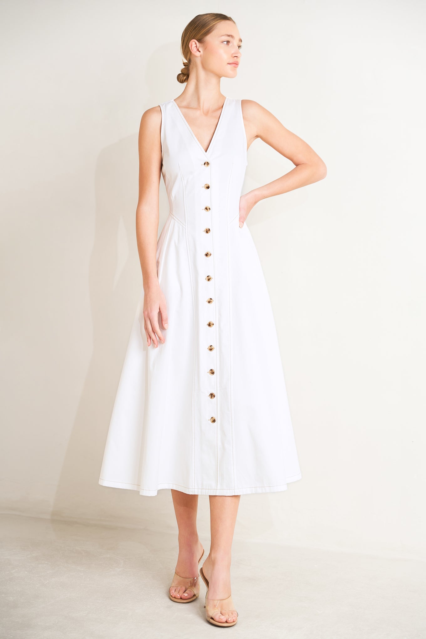 ELEGANTLY YOURS WOVEN MIDI DRESS Main image