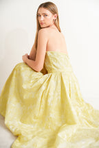 THE GOLDEN MEADOW STRAPLESS MIDI DRESS