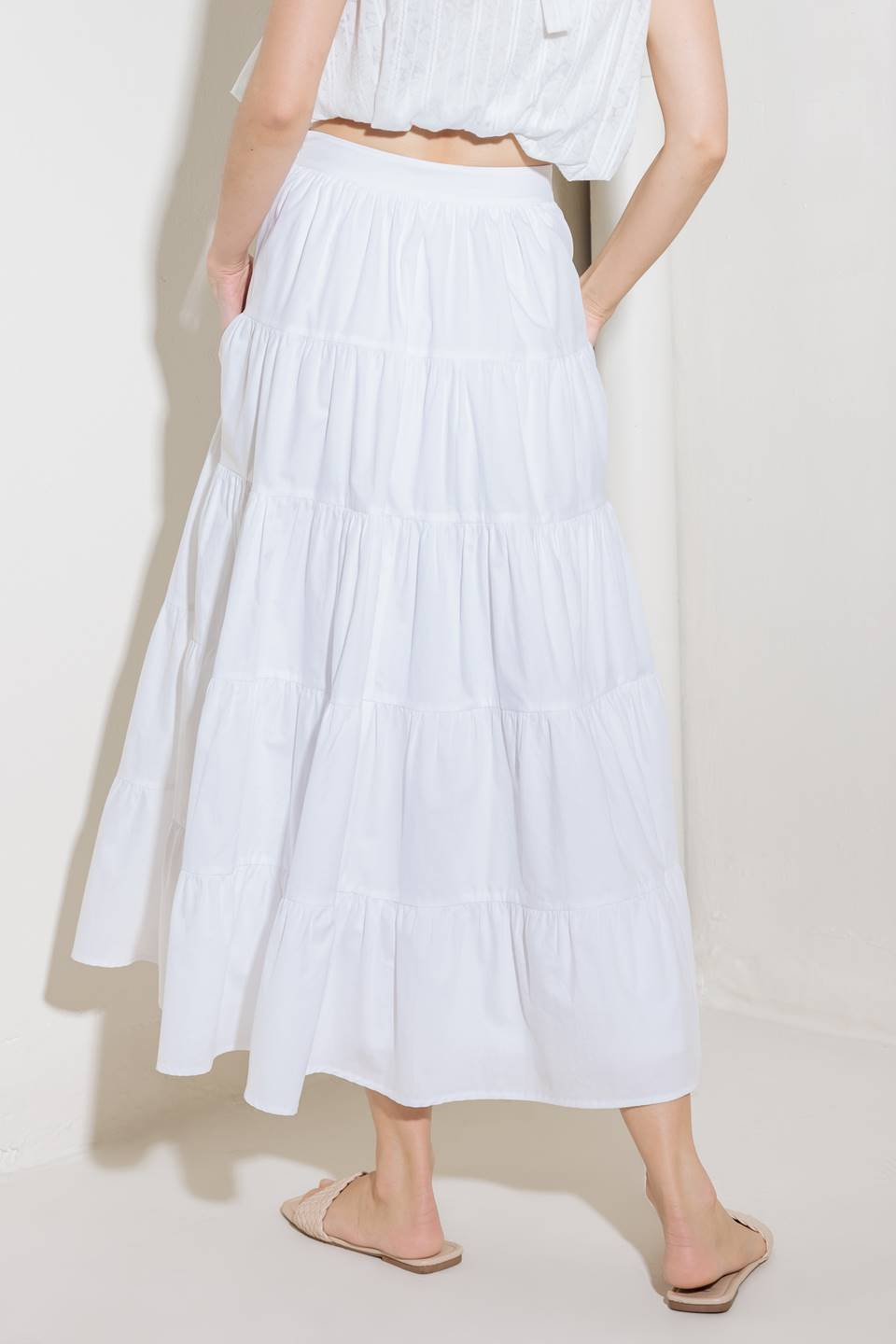 SIMPLY SPELLBOUND WHITE WOVEN FULL MIDI SKIRT Secondary image