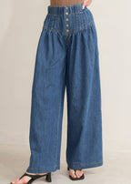THE ARIA PINTUCK DENIM PANT