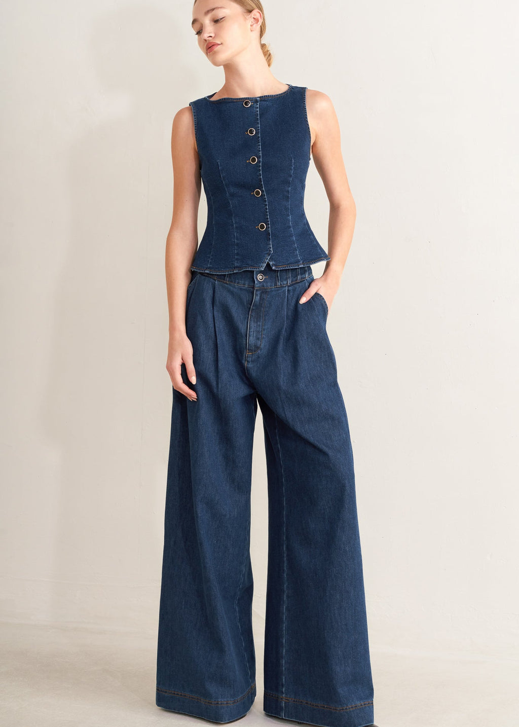 THE RAYNA WIDE LEG DENIM PANTS
