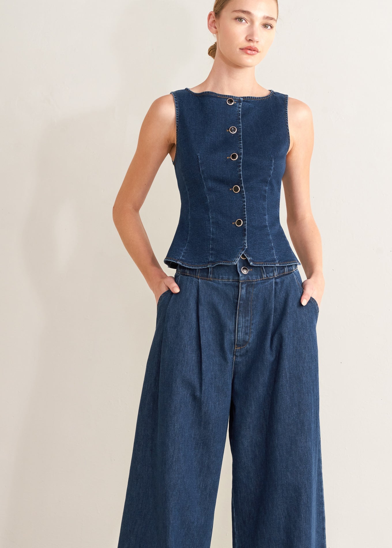 THE RAYNA WIDE LEG DENIM PANTS