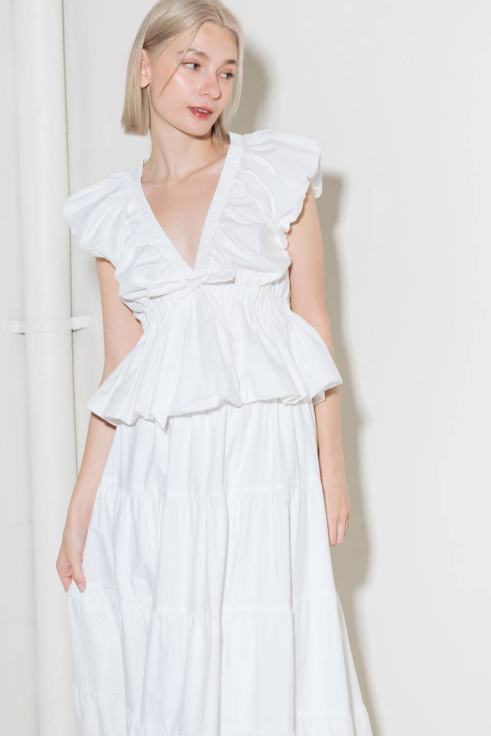 SLOW DOWN IN WHITE WOVEN TOP Main image