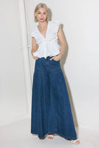 SLOW DOWN IN WHITE WOVEN TOP