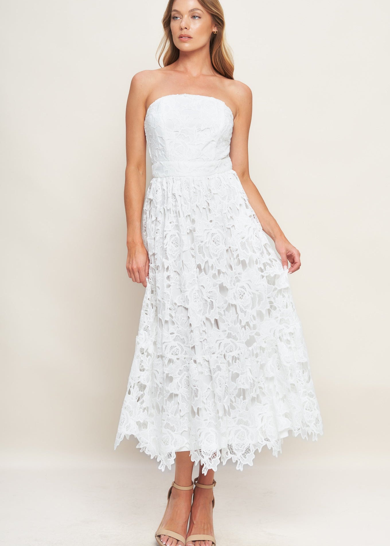 VALMERE LACE MIDI DRESS