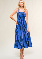 THE MAREN PRINTED DENIM MIDI DRESS