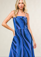 THE MAREN PRINTED DENIM MIDI DRESS