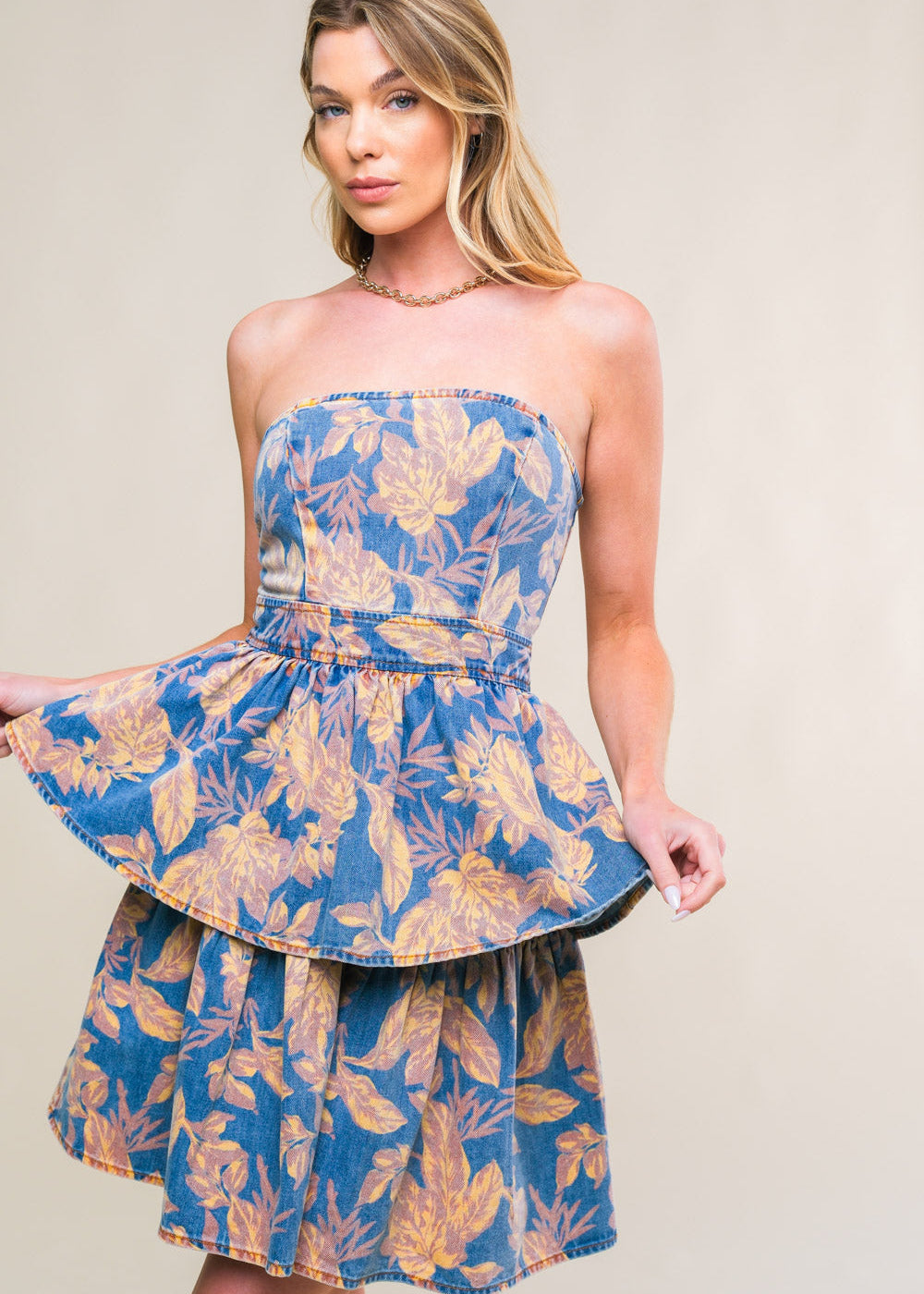 SUMMER MOMENTS DENIM MINI DRESS