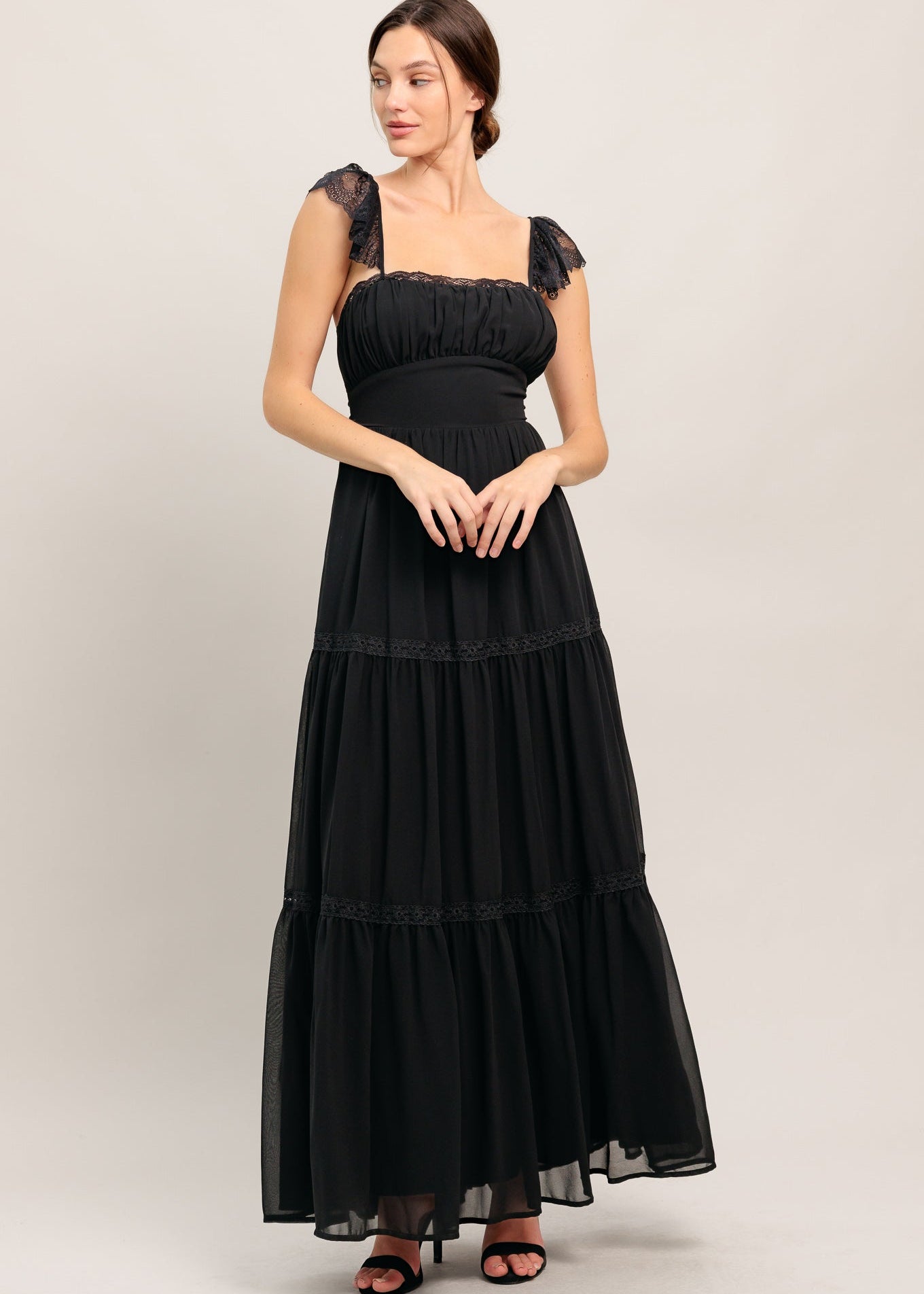 MIDNIGHT LACE REVERIE MAXI DRESS