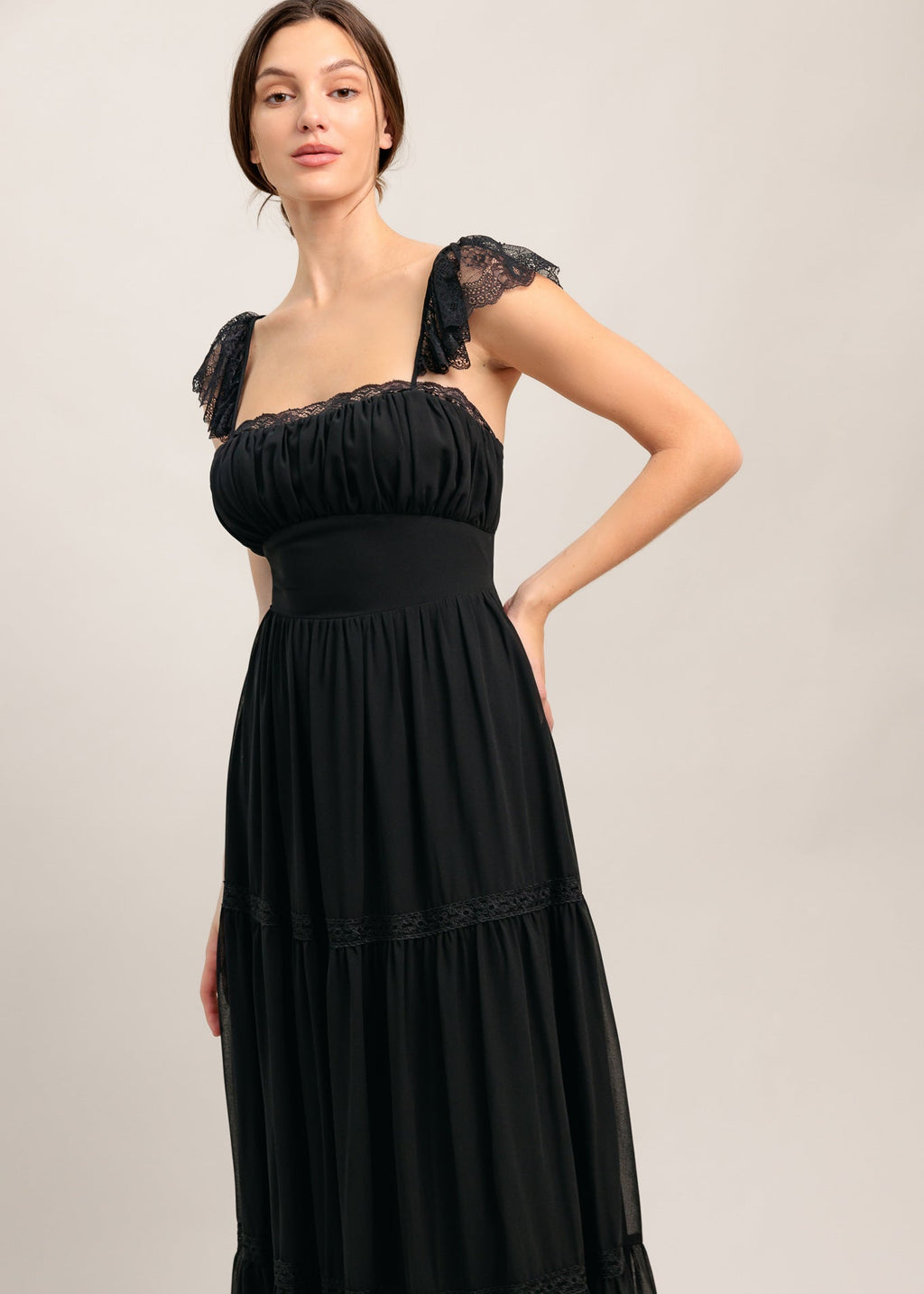 MIDNIGHT LACE REVERIE MAXI DRESS