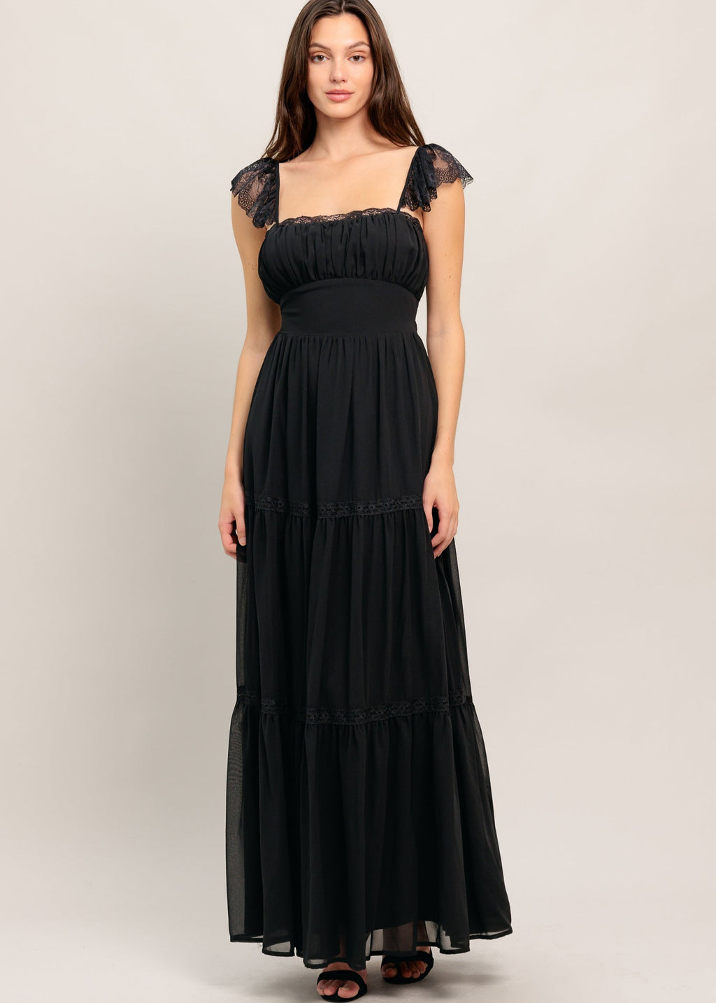 MIDNIGHT LACE REVERIE MAXI DRESS