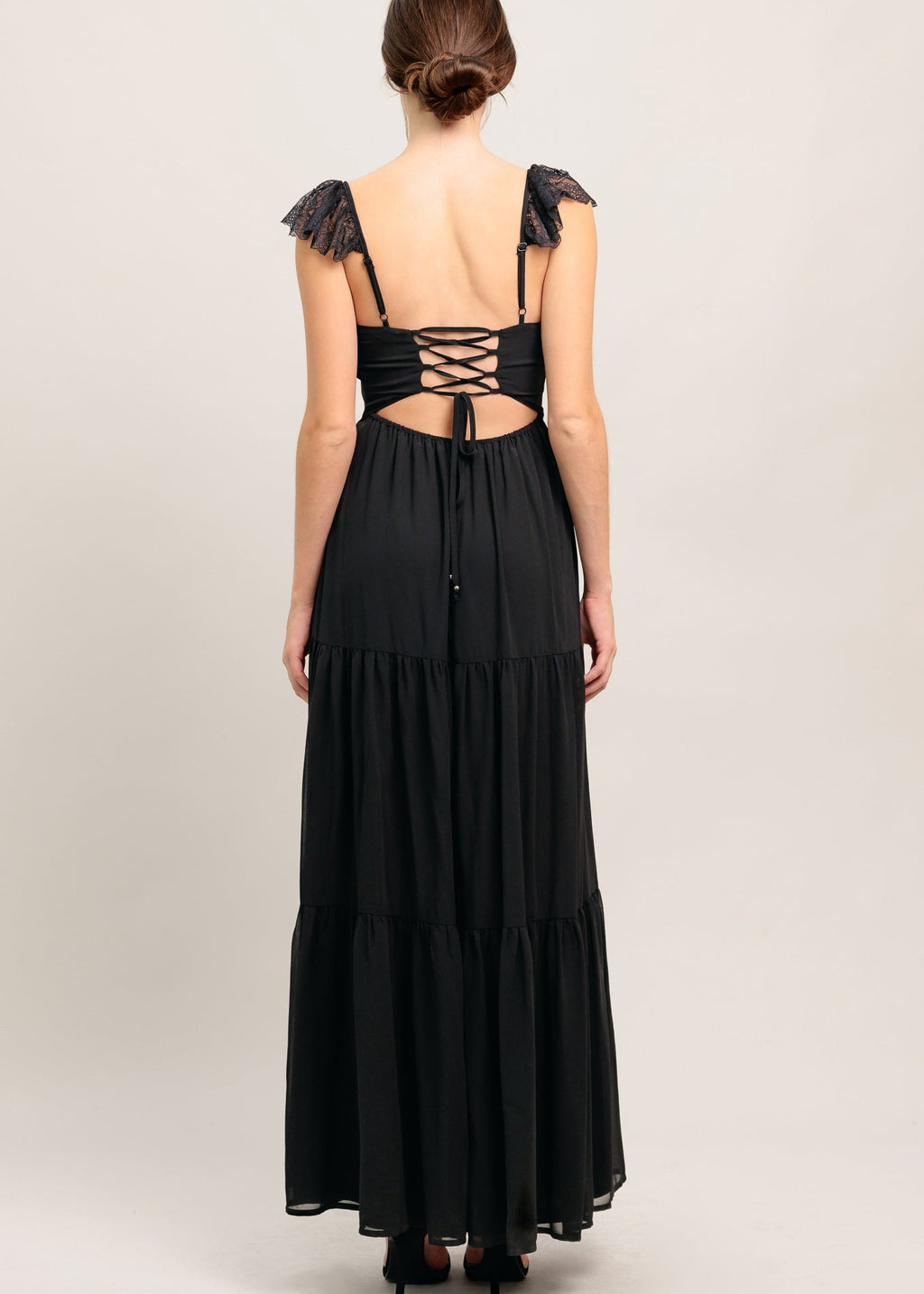 MIDNIGHT LACE REVERIE MAXI DRESS