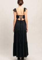 MIDNIGHT LACE REVERIE MAXI DRESS