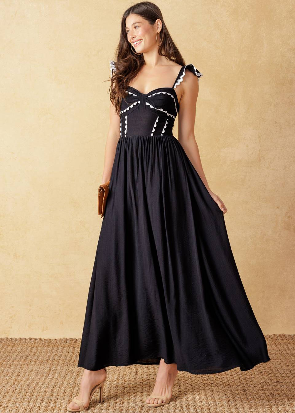 THE MIDNIGHT MUSE RIC RAC MIDI DRESS