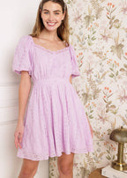 LAVENDER  EYLET MINI DRESS