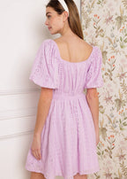 LAVENDER  EYLET MINI DRESS