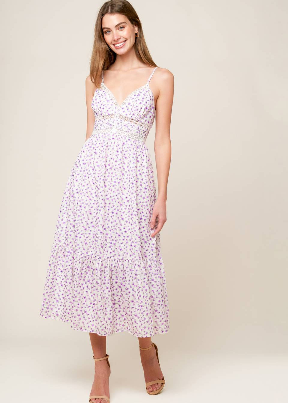 LAVENDAR FIELDS MIDI DRESS