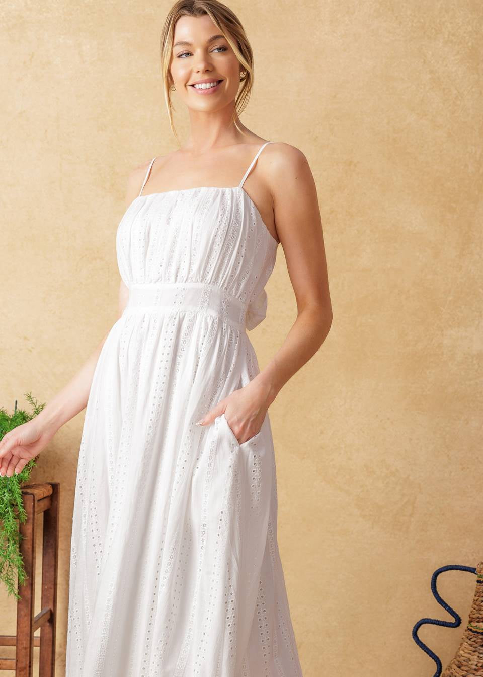 THE LILA EYELET MIDI DRESS