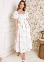 THE LUXE LAGOON EMBROIDERED MIDI DRESS
