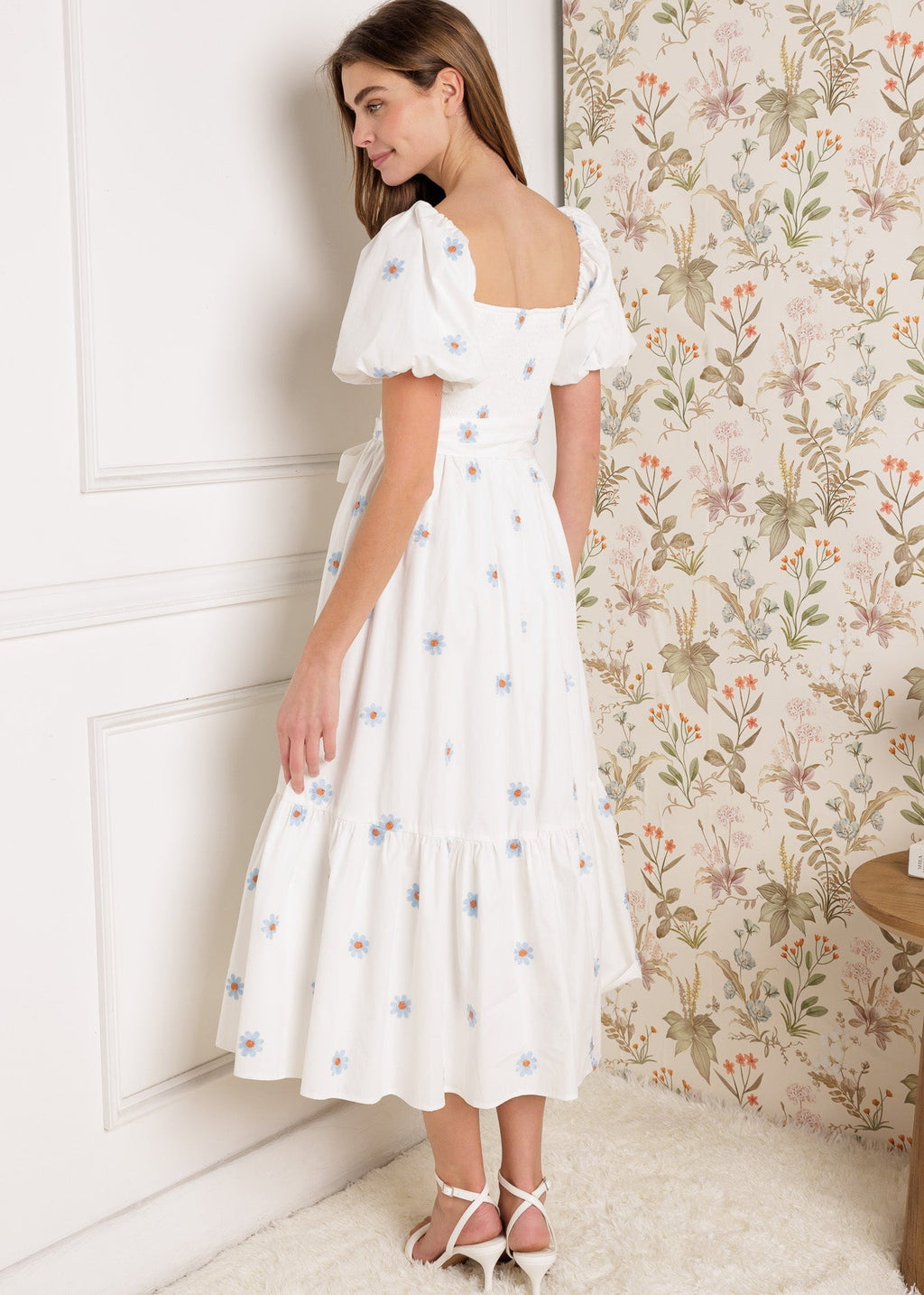 THE LUXE LAGOON EMBROIDERED MIDI DRESS