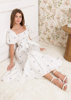 THE LUXE LAGOON EMBROIDERED MIDI DRESS