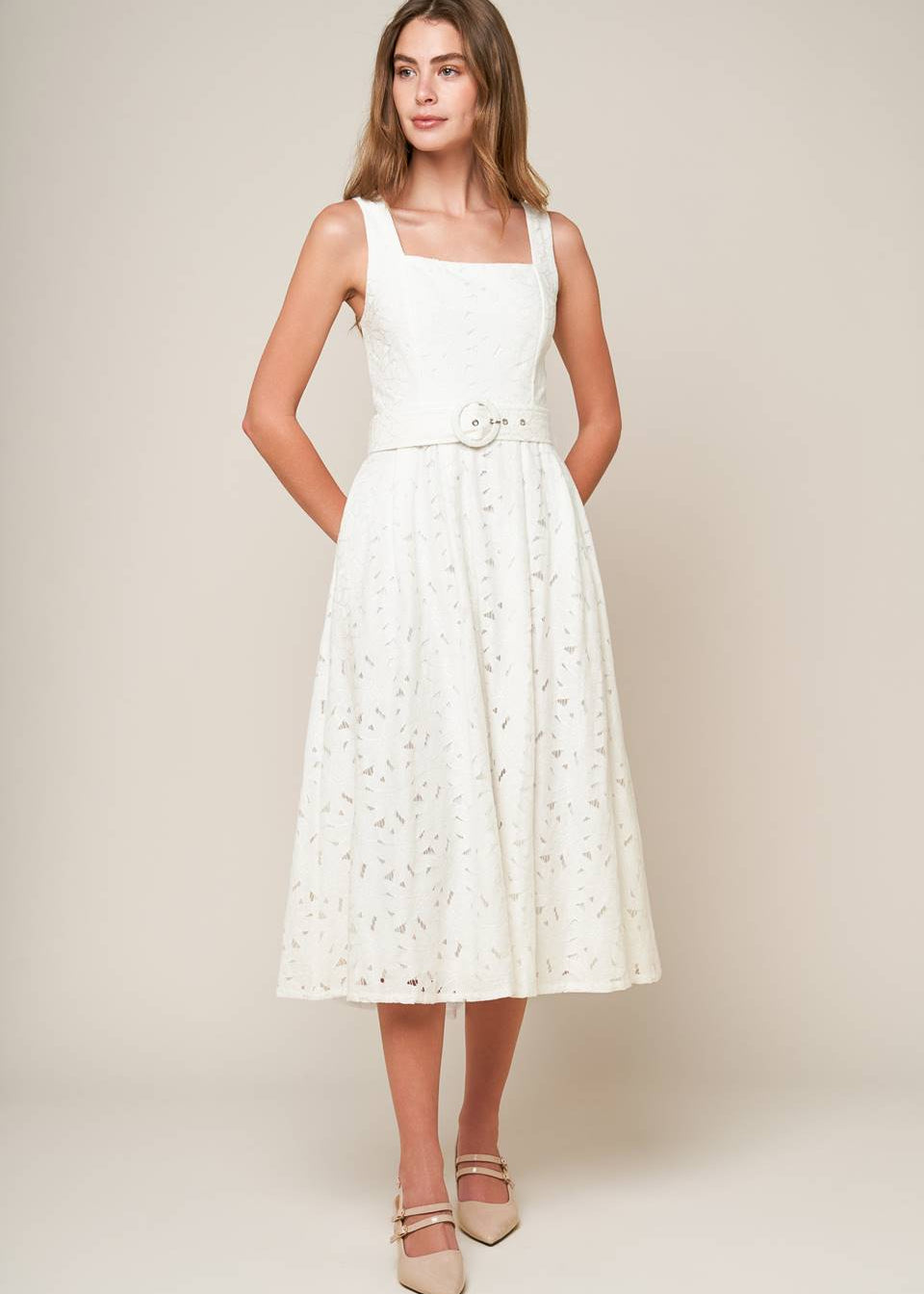 THE ELOWEN LACE MIDI DRESS