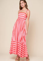 SUNSET STRIPE MIDI DRESS