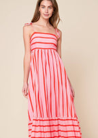 SUNSET STRIPE MIDI DRESS
