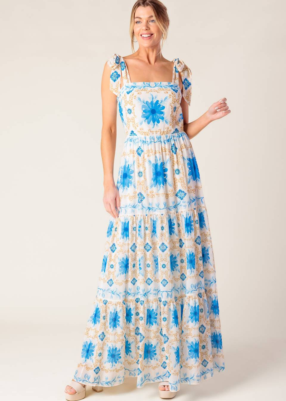 PORCELAIN PETAL MAXI DRESS Main image