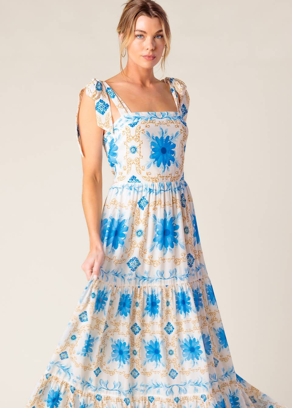 PORCELAIN PETAL MAXI DRESS
