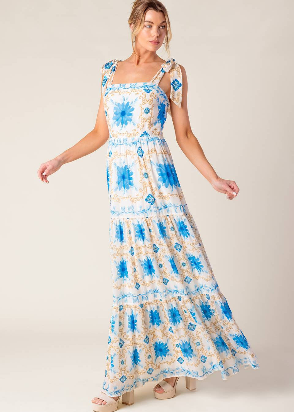 PORCELAIN PETAL MAXI DRESS