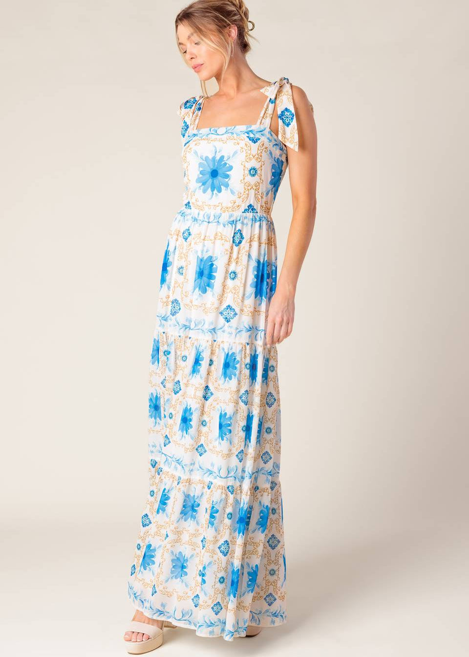 PORCELAIN PETAL MAXI DRESS