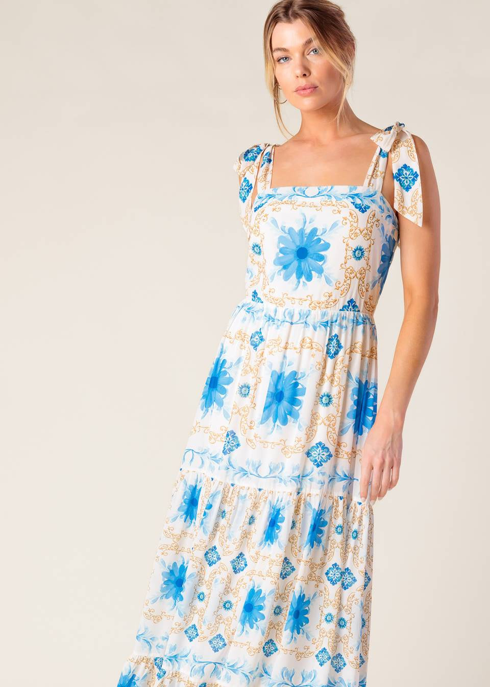 PORCELAIN PETAL MAXI DRESS