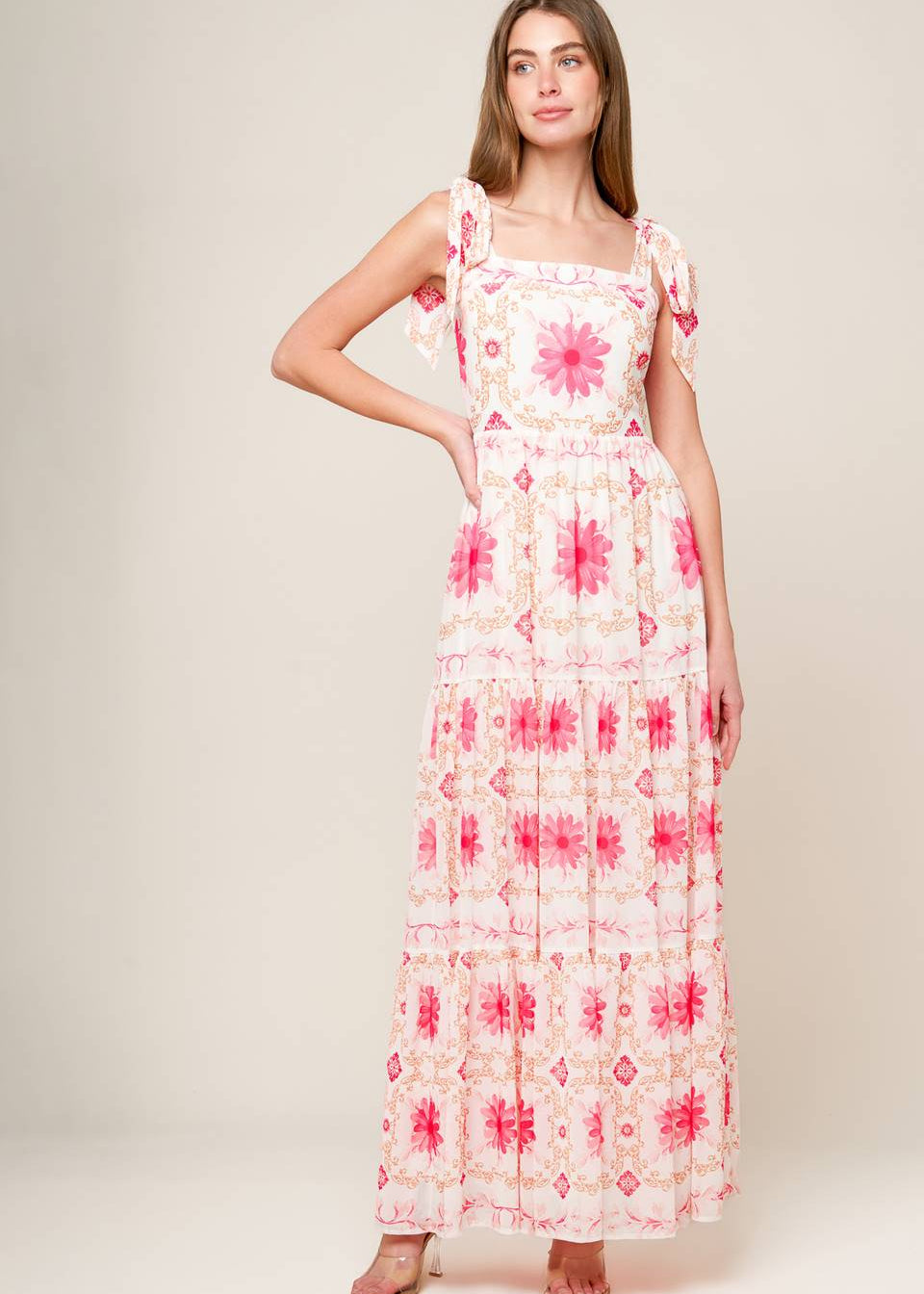 PORCELAIN PETAL MAXI DRESS