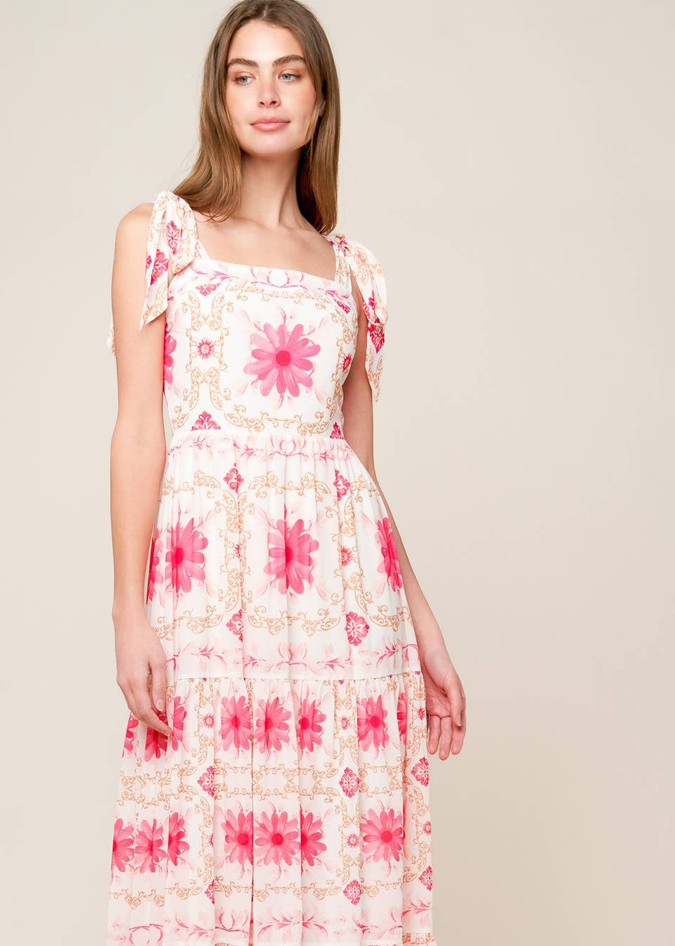 PORCELAIN PETAL MAXI DRESS