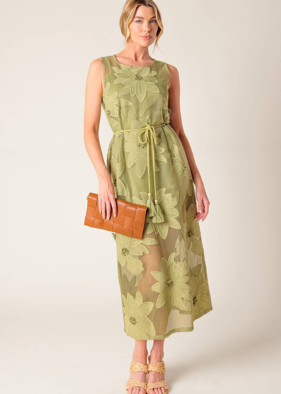 THE SAGE BLOOM LACE MIDI DRESS