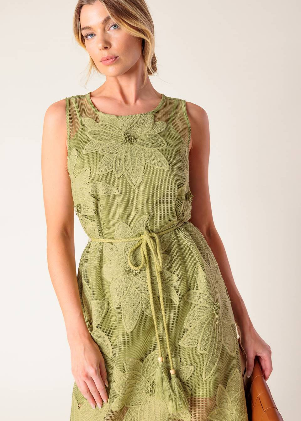 THE SAGE BLOOM LACE MIDI DRESS