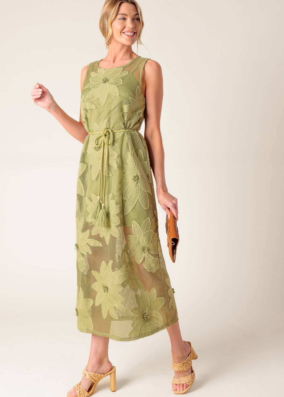 THE SAGE BLOOM LACE MIDI DRESS