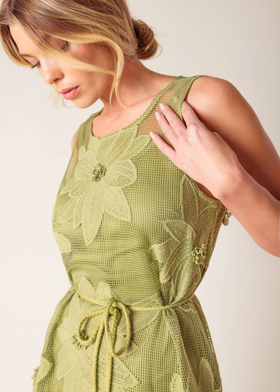 THE SAGE BLOOM LACE MIDI DRESS